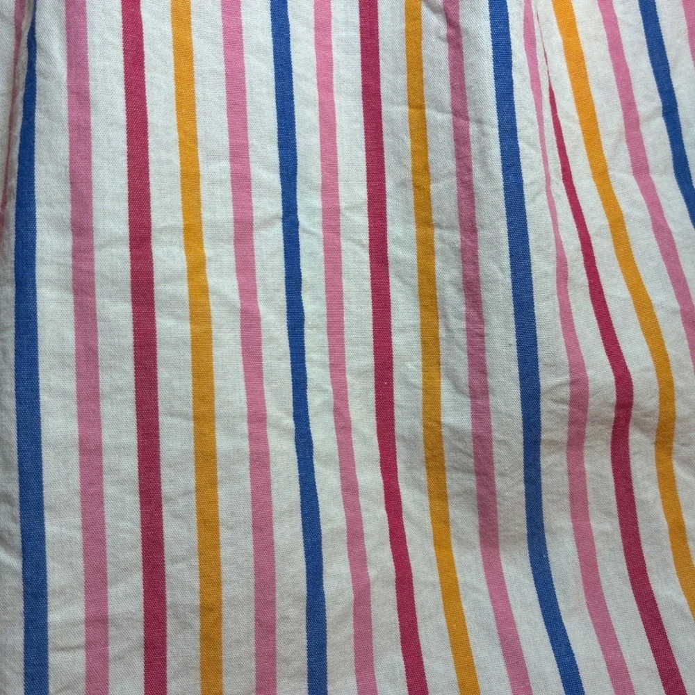 Draper James Womens Striped Smocked Dress Size L‎ Puff Sleeve Square Neck